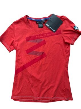 BMW Motorrad Women’s Fitted Shirt Red NWT Size Large Breathable Stretch Logo